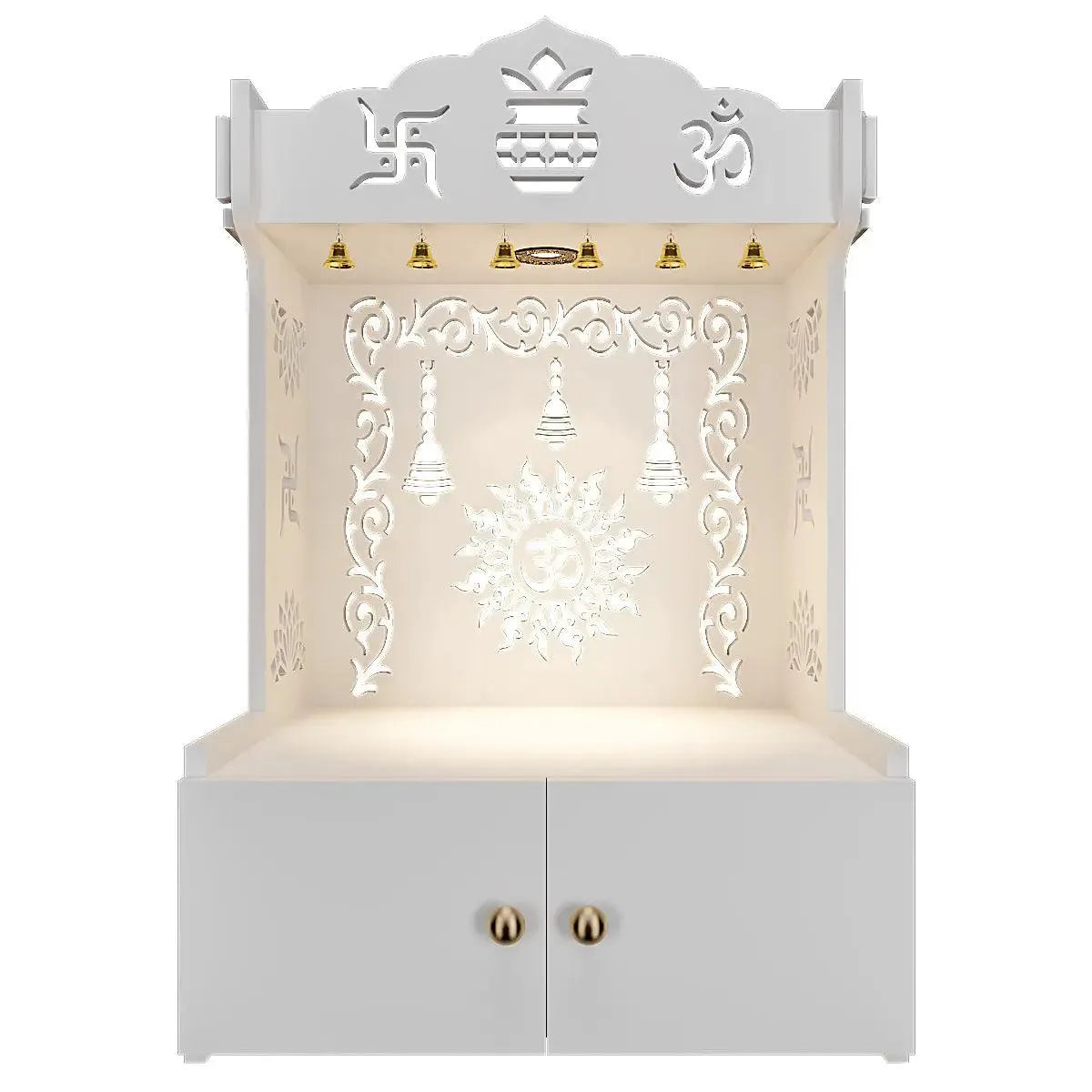 White Temple with Wooden Shelf