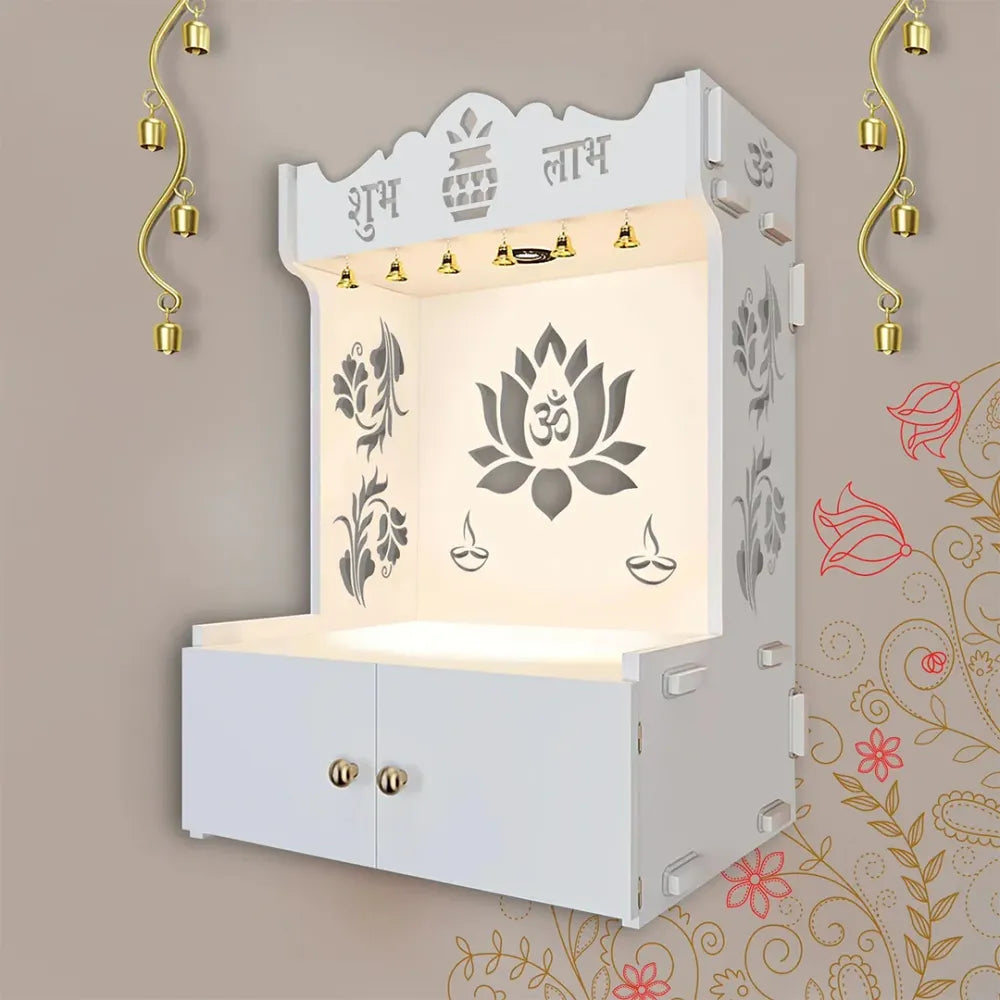 White Lotus Wooden Wall Temple with Light
