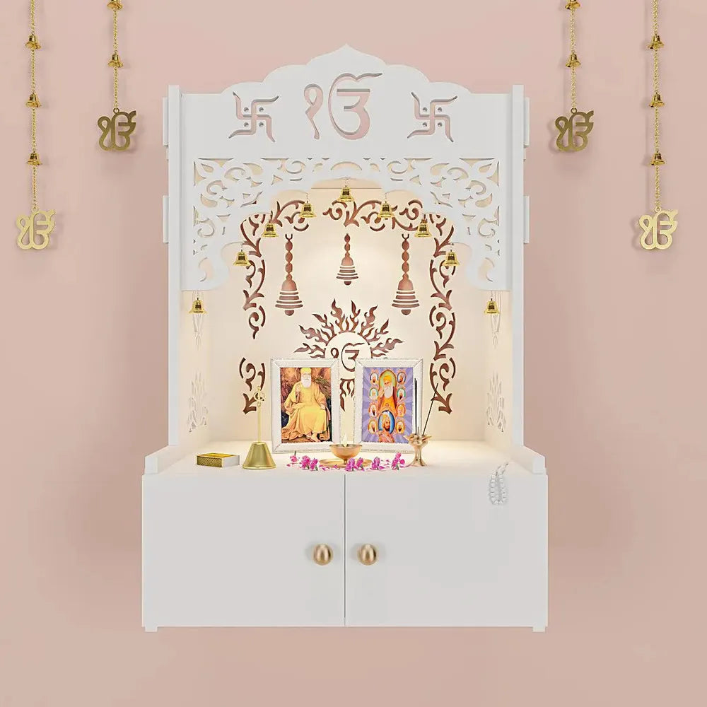 Ek Onkar Wall Temple with Shelf & Focus Light