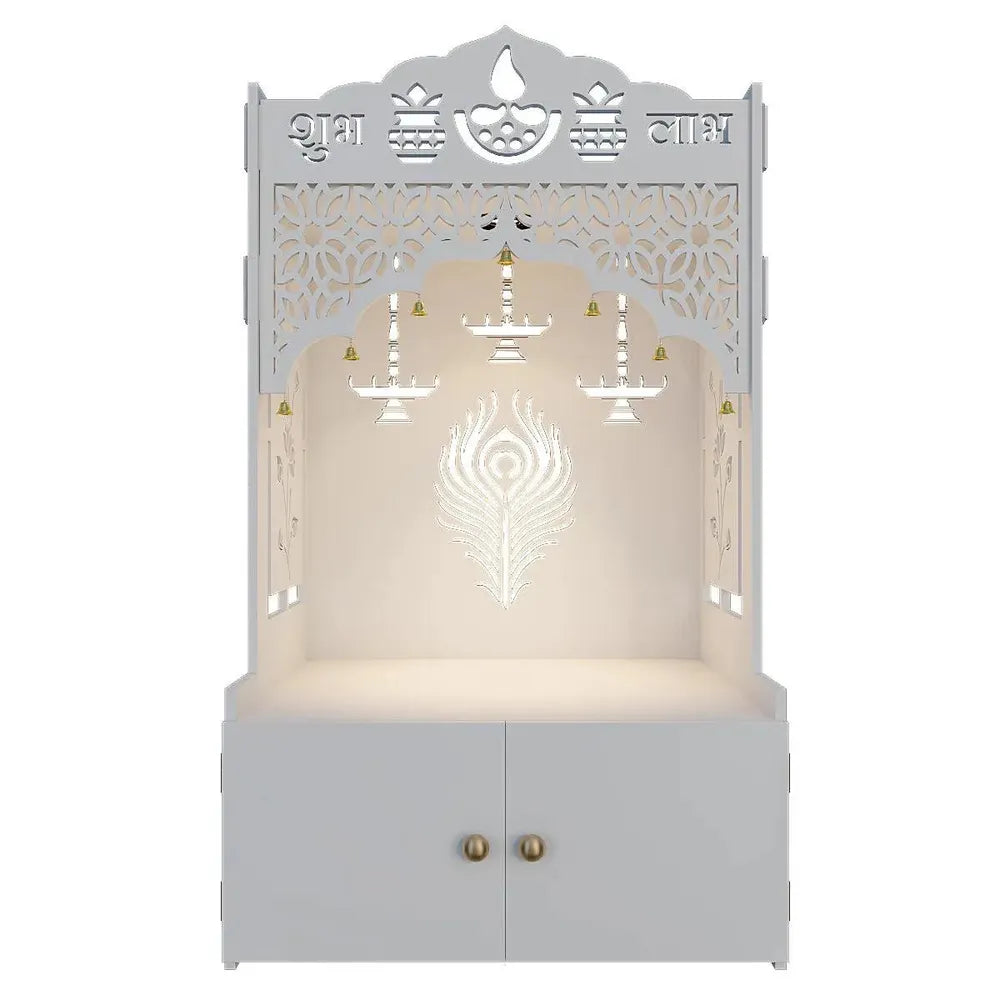 White Jali Wooden Temple with Light