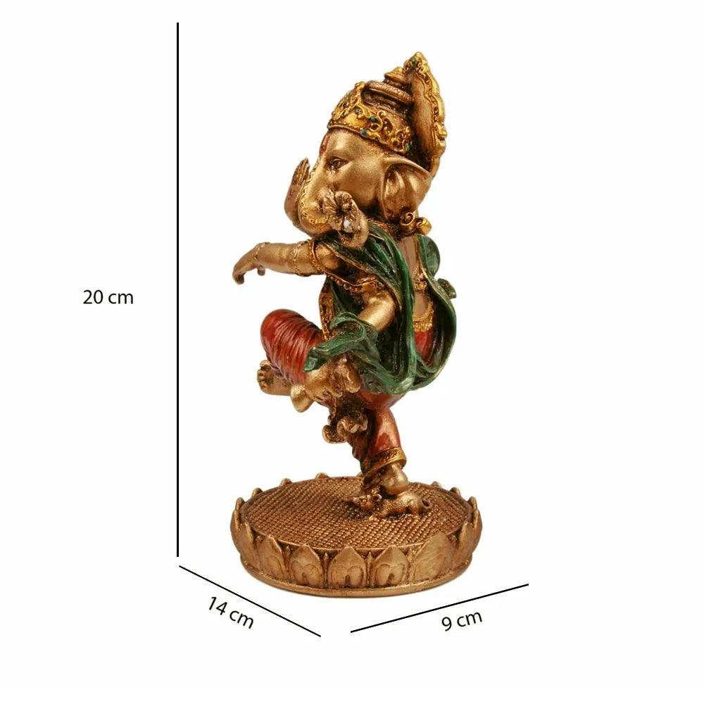Cheerful Dancing Ganesha Idol In Polyresin