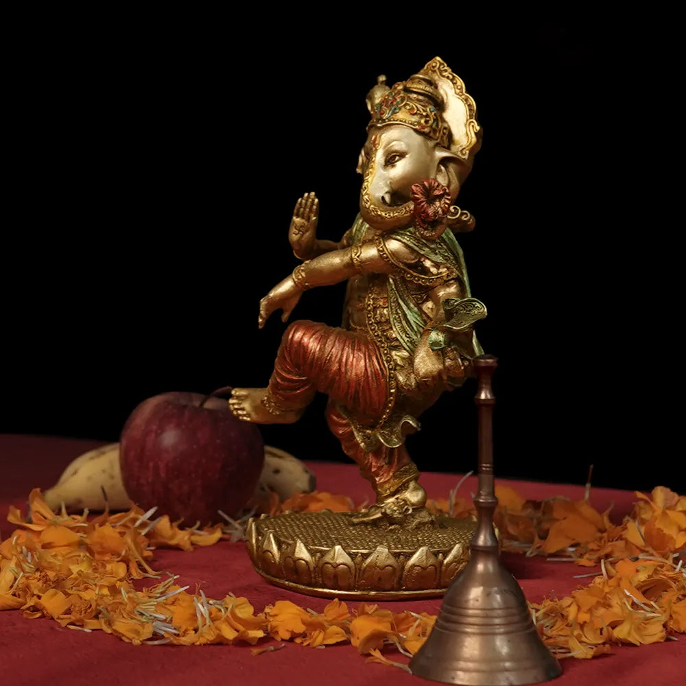 Cheerful Dancing Ganesha Idol In Polyresin