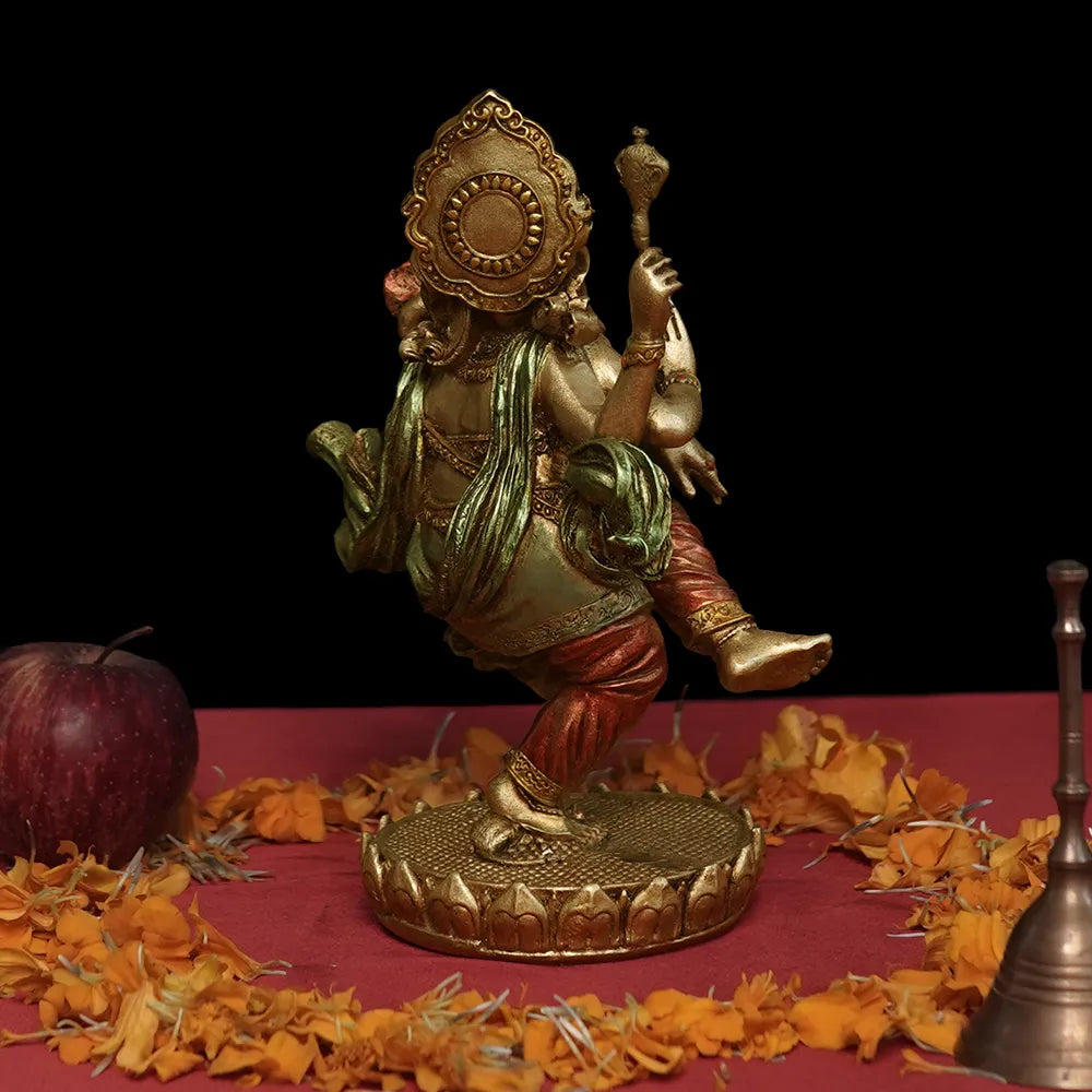 Cheerful Dancing Ganesha Idol In Polyresin