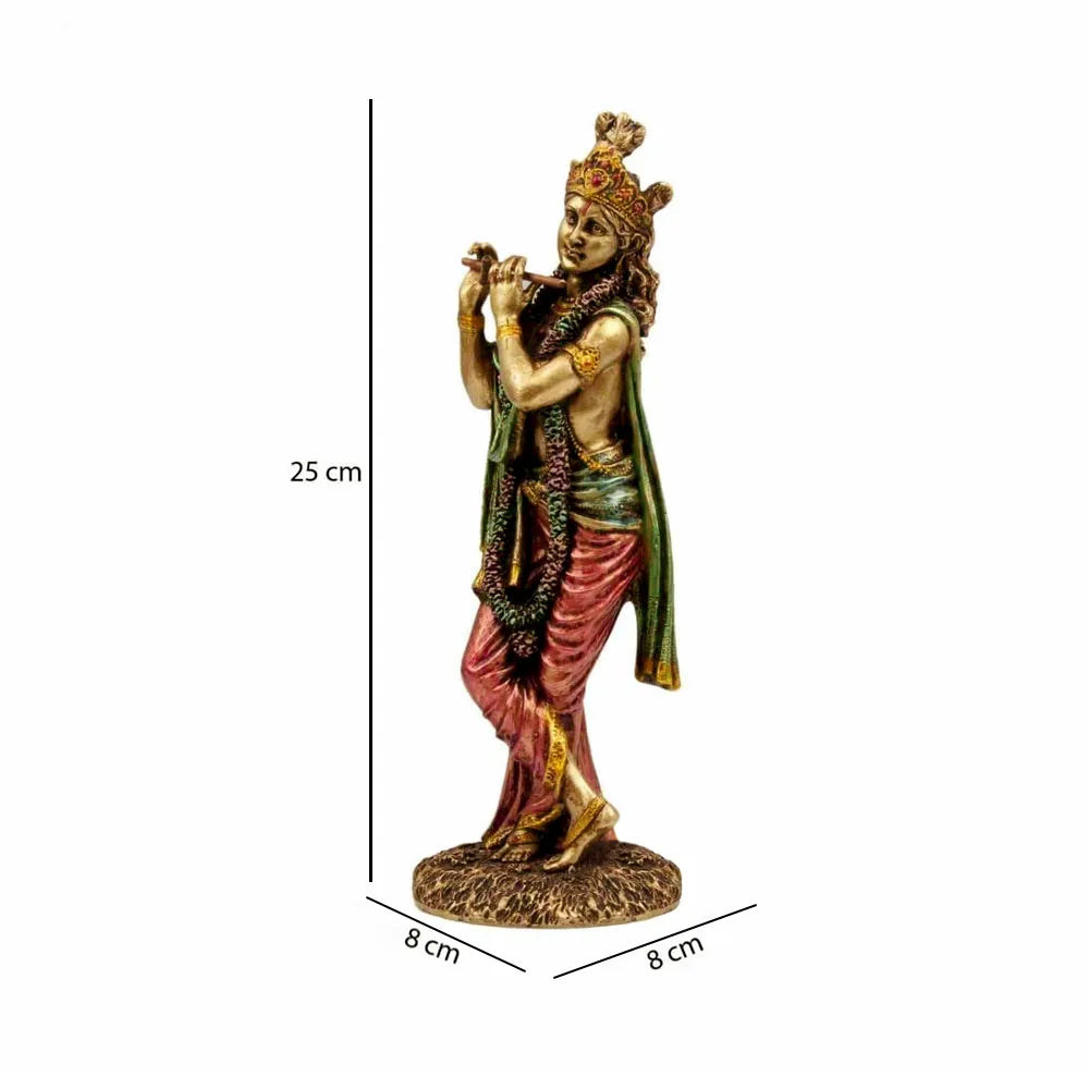 Highly Detailed Golden Finish Krishna Idol