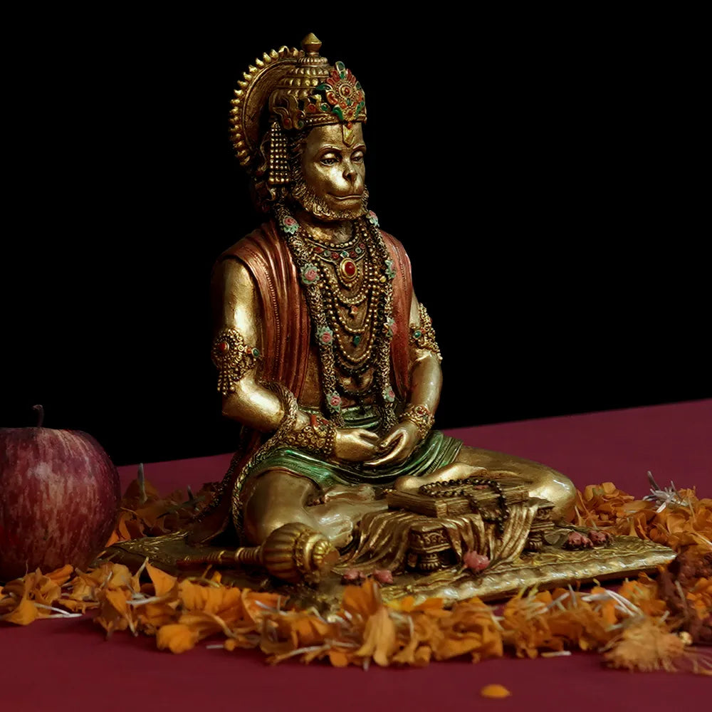 Highly Detailed Meditating Lord Hanuman Idol