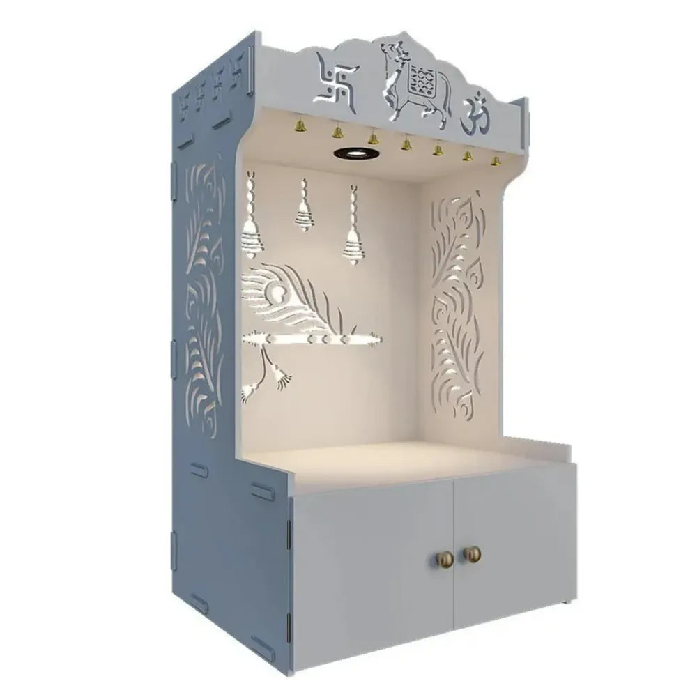 White Mor Pankh Temple with Light & Shelf