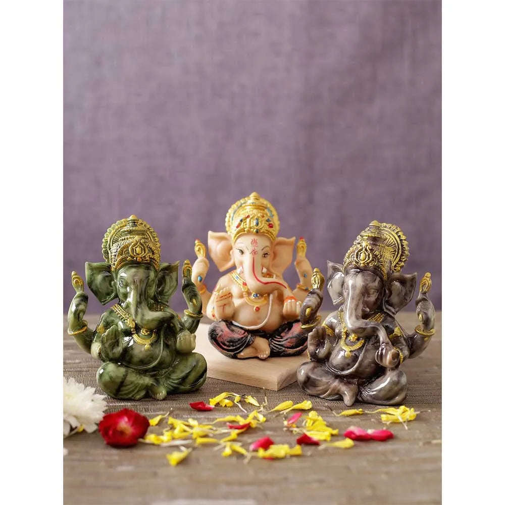 Trio Polyresin Decorative Ganesh Idol Set Of 3