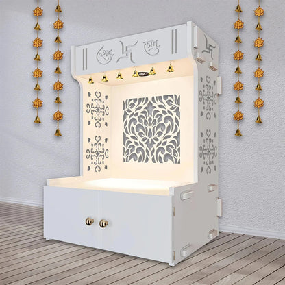 Holy Swastika White Wood Temple with Light