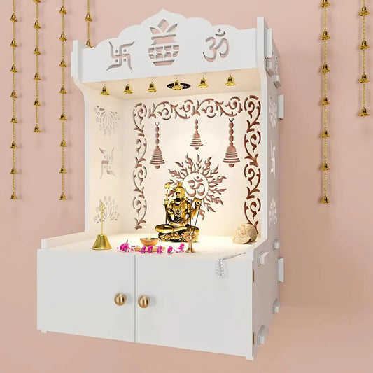 White Temple with Wooden Shelf