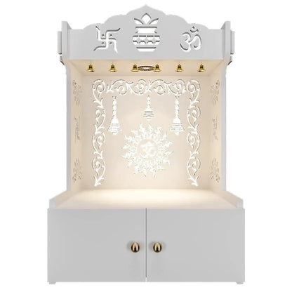White Temple with Wooden Shelf
