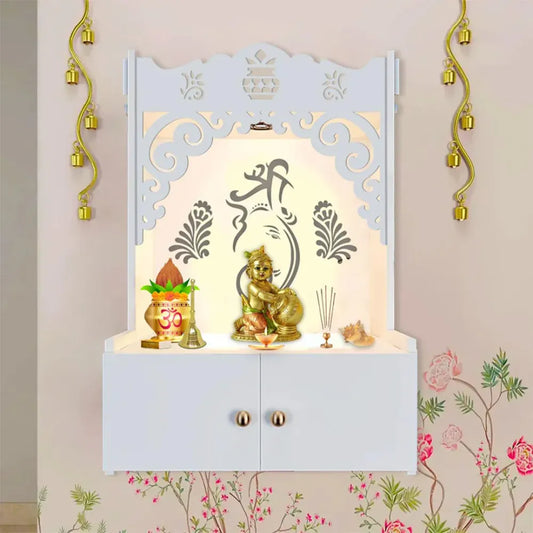 Ganesh Wooden Temple with Focus Light