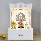 Wooden Floor Temple with Lotus Design & Shelf – White
