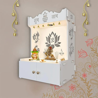White Lotus Wooden Wall Temple with Light