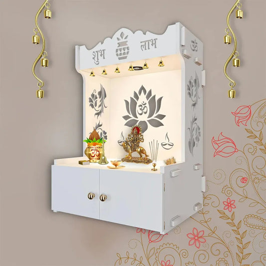 White Lotus Wooden Wall Temple with Light
