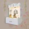 White Wooden Lotus Temple with Focus Lights
