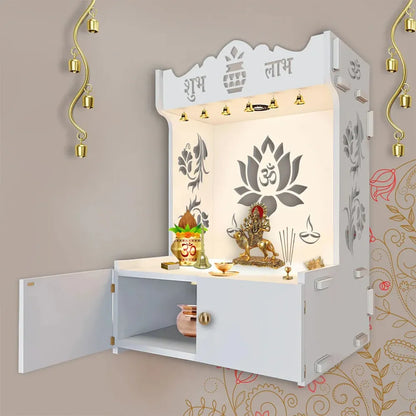 White Lotus Wooden Wall Temple with Light