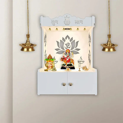 White Lotus Wooden Wall Temple with Light