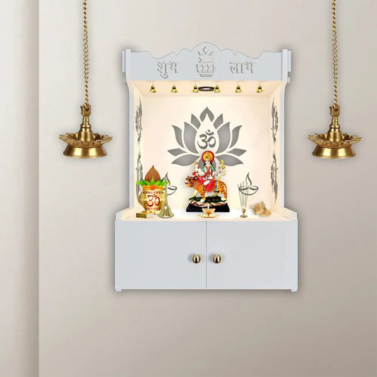 White Lotus Wooden Wall Temple with Light