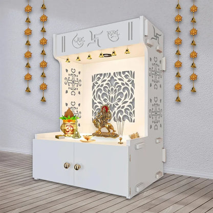 Holy Swastika White Wood Temple with Light