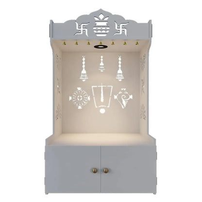 White Wooden Floor Temple with Light & Shelf