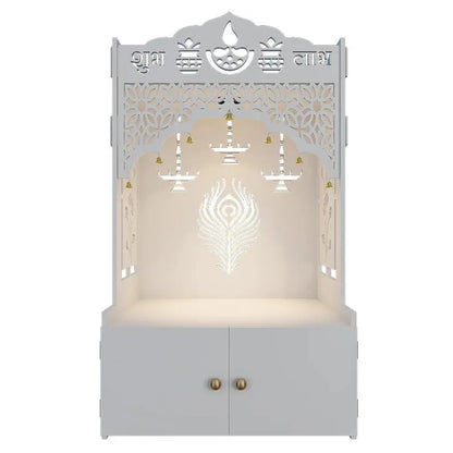 White Jali Wooden Temple with Light