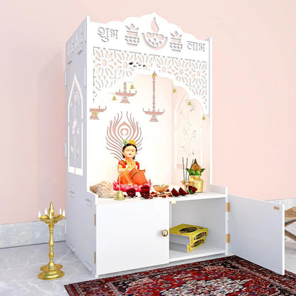 White Jali Wooden Temple with Light