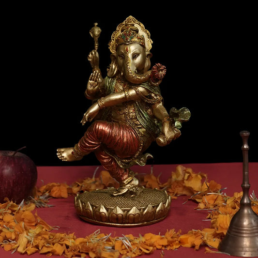 Cheerful Dancing Ganesha Idol In Polyresin