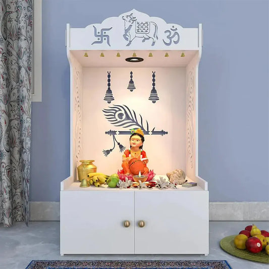 White Mor Pankh Temple with Light & Shelf