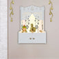 Swastika Kalash Wooden Temple - Hindu wall mandir with lights & shelf